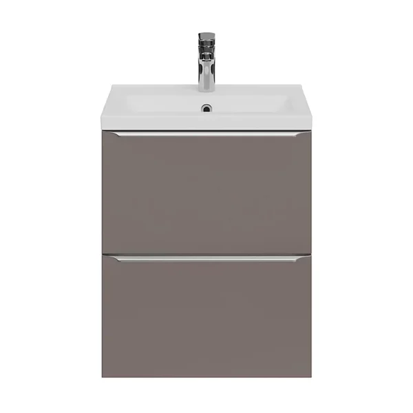 Castorama Ensemble Salle De Bains L.50 Cm Meuble à Suspendre Faible Profondeur Imandra Gris Taupe + Plan Vasque Nira Céramique Blanc Meilleur Prix 1
