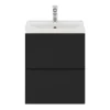Castorama Ensemble Salle De Bains L.50 Cm Meuble à Suspendre Faible Profondeur Imandra Noir Mat + Plan Vasque Porcelaine Blanc économies garanties 5