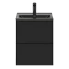 Castorama Ensemble Salle De Bains L.50 Cm Meuble à Suspendre Faible Profondeur Imandra Noir Mat + Plan Vasque Porcelaine Noir à prix imbattables 5