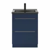Satisfait ou Remboursé Castorama Ensemble Salle De Bains L.60 Cm Meuble à Poser Imandra Bleu Nuit Mat + Plan Vasque Porcelaine Noir 7