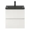 Livraison rapide Castorama Ensemble Salle De Bains L.60 Cm Meuble à Suspendre Faible Profondeur Imandra Blanc Brillant + Plan Vasque Céramique Noir 5