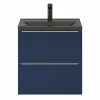 Castorama Ensemble Salle De Bains L.60 Cm Meuble à Suspendre Faible Profondeur Imandra Bleu Nuit Mat + Plan Vasque Nira Céramique Noir a Prix Discount 5