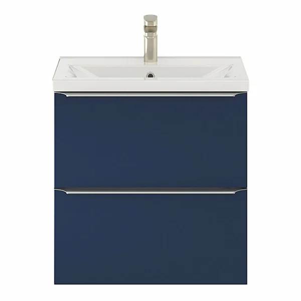 Pas Cher Magasin Soldes Castorama Ensemble Salle De Bains L.60 Cm Meuble à Suspendre Faible Profondeur Imandra Bleu Nuit Mat + Plan Vasque Porcelaine Blanc 1