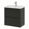 site pas cher Castorama Ensemble Salle De Bains L.60 Cm Meuble à Suspendre Faible Profondeur Imandra Noir Mat + Plan Vasque Porcelaine Blanc 7