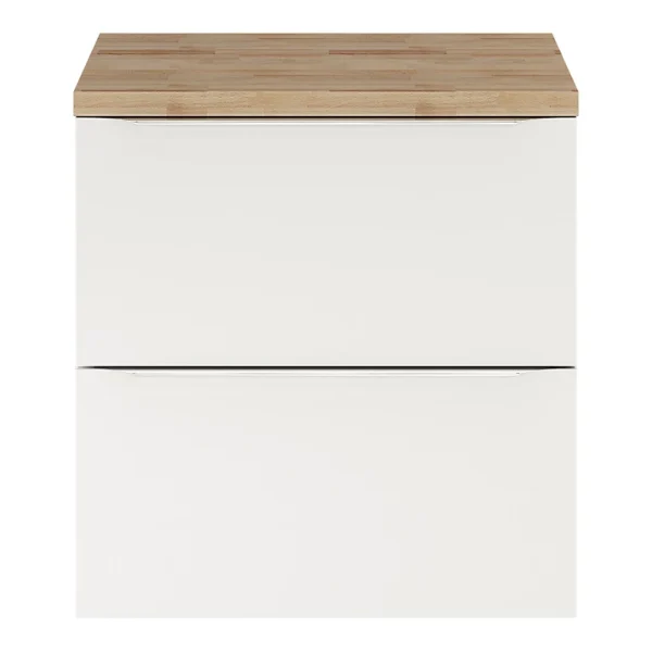 soldes en ligne Castorama Ensemble Salle De Bains L.60 Cm Meuble à Suspendre Imandra Blanc Brillant + Plan De Toilette Décor Chêne 1