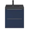 destockage Castorama Ensemble Salle De Bains L.60 Cm Meuble à Suspendre Imandra Bleu Nuit Mat + Plan Vasque Résine Noir 5