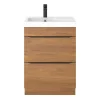 Castorama Ensemble Salle De Bains L.60 Cm Meuble à Suspendre Imandra Décor Noyer + Plan Vasque Résine Blanc boutique en france 7