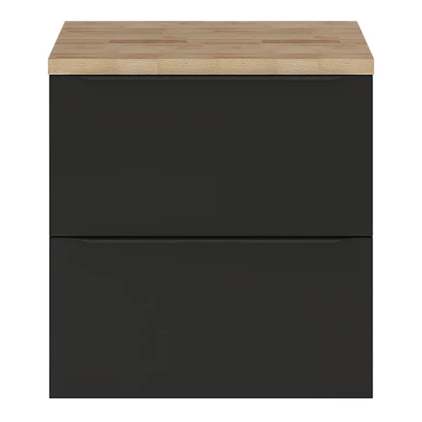 Castorama Ensemble Salle De Bains L.60 Cm Meuble à Suspendre Imandra Noir Mat + Plan De Toilette Décor Chêne Livraison rapide 1