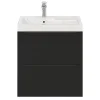 mode Castorama Ensemble Salle De Bains L.60 Cm Meuble à Suspendre Imandra Noir Mat + Plan Vasque Résine Blanc 5