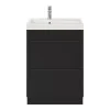 Castorama Ensemble Salle De Bains L.60 Cm Meuble à Suspendre Imandra Noir Mat + Plan Vasque Résine Blanc en ligne 7