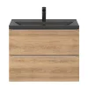Castorama Ensemble Salle De Bains L.80 Cm Meuble à Suspendre Faible Profondeur Imandra Décor Chêne + Plan Vasque Céramique Noir meilleur service 5