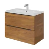 à prix d'occasion Castorama Ensemble Salle De Bains L.80 Cm Meuble à Suspendre Faible Profondeur Imandra Décor Noyer + Plan Vasque Nira Céramique Blanc 5