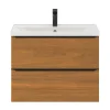 magasin en ligne france Castorama Ensemble Salle De Bains L.80 Cm Meuble à Suspendre Faible Profondeur Imandra Décor Noyer + Plan Vasque Porcelaine Blanc 5