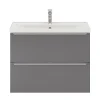 Castorama Ensemble Salle De Bains L.80 Cm Meuble à Suspendre Faible Profondeur Imandra Gris Brillant + Plan Vasque Porcelaine Blanc en ligne vente 5