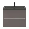 shopping pas cher Castorama Ensemble Salle De Bains L.80 Cm Meuble à Suspendre Faible Profondeur Imandra Gris Taupe Brillant + Plan Vasque Céramique Noir 5