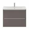 Castorama Ensemble Salle De Bains L.80 Cm Meuble à Suspendre Faible Profondeur Imandra Gris Taupe Brillant + Plan Vasque Porcelaine Blanc à prix promos 7
