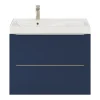 Meilleur Service Castorama Ensemble Salle De Bains L.80 Cm Meuble à Suspendre Imandra Bleu Nuit Mat + Plan Vasque Résine Blanc 7