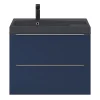 Castorama Ensemble Salle De Bains L.80 Cm Meuble à Suspendre Imandra Bleu Nuit Mat + Plan Vasque Résine Noir garantis authentique 7
