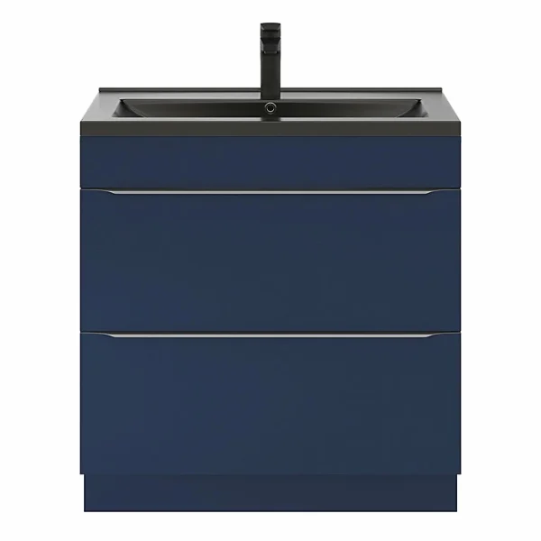 luxe soldes Castorama Ensemble Salle De Bains L.80 Cm Meuble à Suspendre Imandra Bleu Nuit Mat + Plan Vasque Résine Noir 1