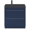 Castorama Ensemble Salle De Bains L.80 Cm Meuble à Suspendre Imandra Bleu Nuit Mat + Plan Vasque Résine Noir mode pas cher 7