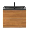france en ligne Castorama Ensemble Salle De Bains L.80 Cm Meuble à Suspendre Imandra Décor Noyer + Plan Vasque Céramique Noir 7