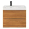soldes en ligne Castorama Ensemble Salle De Bains L.80 Cm Meuble à Suspendre Imandra Décor Noyer + Plan Vasque Résine Blanc 5