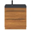 Castorama Ensemble Salle De Bains L.80 Cm Meuble à Suspendre Imandra Décor Noyer + Plan Vasque Résine Noir vente en ligne 7