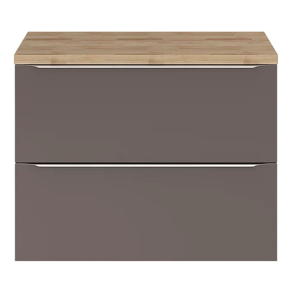 Castorama Ensemble Salle De Bains L.80 Cm Meuble à Suspendre Imandra Gris Taupe Brillant + Plan De Toilette Décor Chêne livraison la plus rapide 1