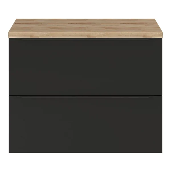 Castorama Ensemble Salle De Bains L.80 Cm Meuble à Suspendre Imandra Noir Mat + Plan De Toilette Décor Chêne magasin 1