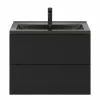 Meilleur Prix Garanti Castorama Ensemble Salle De Bains L.80 Cm Meuble à Suspendre Imandra Noir Mat + Plan Vasque Céramique Noir 5