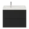 Castorama Ensemble Salle De Bains L.80 Cm Meuble à Suspendre Imandra Noir Mat + Plan Vasque Résine Blanc nouveau produit 7
