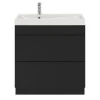 magasin pour Castorama Ensemble Salle De Bains L.80 Cm Meuble à Suspendre Imandra Noir Mat + Plan Vasque Résine Blanc 7
