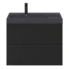 excellente qualité Castorama Ensemble Salle De Bains L.80 Cm Meuble à Suspendre Imandra Noir Mat + Plan Vasque Résine Noir 5