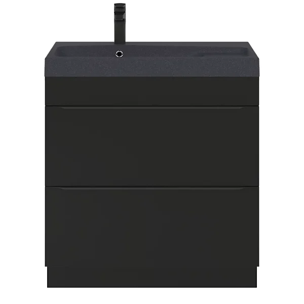 mode Castorama Ensemble Salle De Bains L.80 Cm Meuble à Suspendre Imandra Noir Mat + Plan Vasque Résine Noir 1