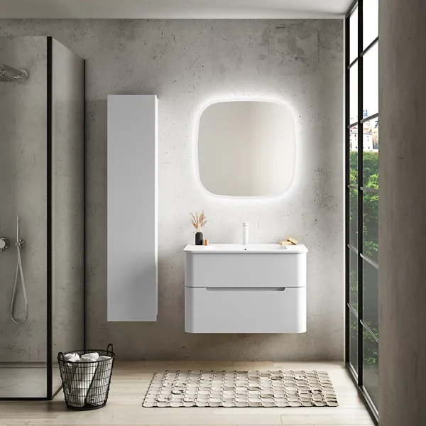 Authentic Original licence Castorama Ensemble Salle De Bains L. 84 Cm Meuble Sous Vasque Blanc Mat + Plan Vasque Blanc Mat Alba 1