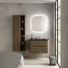 mode tendance Castorama Ensemble Salle De Bains L. 84 Cm Meuble Sous Vasque Décor Noyer + Plan Vasque Noir Mat Alba 5