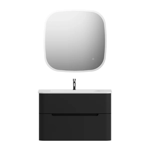 Castorama Ensemble Salle De Bains L. 84 Cm Meuble Sous Vasque Noir Mat + Plan Vasque Blanc Brillant Alba Nouveau 1