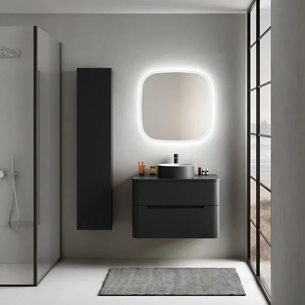Castorama Ensemble Salle De Bains L. 84 Cm Meuble Sous Vasque + Plan De Toilette Noir Mat Alba marque pas cher 1