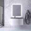 grossiste en ligne Castorama Ensemble Vague L.104 Cm Meuble Sous Vasque à Suspendre Blanc Brillant + Complément Droit + Plan Vasque Verre Noir Mat 7