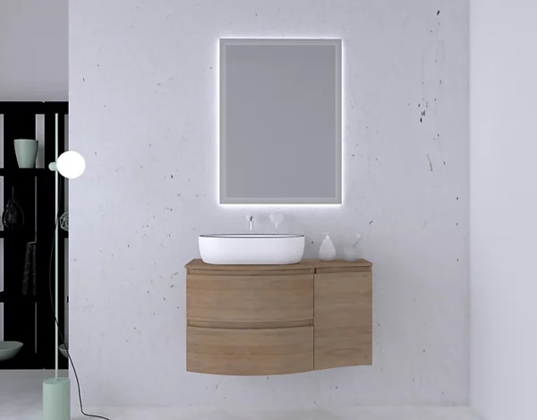 Castorama Ensemble Vague L.104 Cm Meuble Sous Vasque à Suspendre Décor Bois + Plan De Toilette + Complément Droit commentaire favorable 1