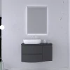 Castorama Ensemble Vague L.104 Cm Meuble Sous Vasque à Suspendre Graphite Mat + Plan De Toilette + Complément Droit Officielle 7