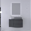 magasin solde Castorama Ensemble Vague L.104 Cm Meuble Sous Vasque à Suspendre Graphite Mat + Plan De Toilette + Complément Gauche 5