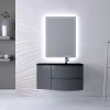 Castorama Ensemble Vague L.104 Cm Meuble Sous Vasque à Suspendre Gris Anthracite Brillant + Complément Gauche + Plan Vasque Verre Noir Mat soldes luxe 7