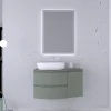 marques de renommée Castorama Ensemble Vague L.104 Cm Meuble Sous Vasque à Suspendre Kaki Mat + Plan De Toilette + Complément Droit 7