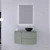 Castorama Ensemble Vague L.104 Cm Meuble Sous Vasque à Suspendre Kaki Mat + Plan De Toilette + Complément Gauche nouvelle saison 5