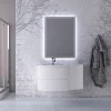 l'unique style Castorama Ensemble Vague L.104 Cm Meuble Sous Vasque Blanc Mat à Suspendre + Complément Droit + Plan Vasque Verre Blanc 5
