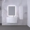 Castorama Ensemble Vague L.104 Cm Meuble Sous Vasque Blanc Mat à Suspendre + Complément Gauche + Plan Vasque Verre Blanc marque pas cher 5