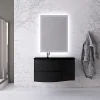 Castorama Ensemble Vague L.104 Cm Meuble Sous Vasque Noir Mat à Suspendre + Complément Droit + Plan Vasque Verre Noir marque pas cher 5