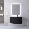 Les achats en ligne Castorama Ensemble Vague L.104 Cm Meuble Sous Vasque Noir Mat à Suspendre + Complément Gauche + Plan Vasque Verre Blanc 7