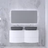 Castorama Ensemble Vague L.138 Cm Meuble Sous Vasque à Suspendre Blanc Mat + Plan De Toilette Double Blanc Mat soldes en ligne 5
